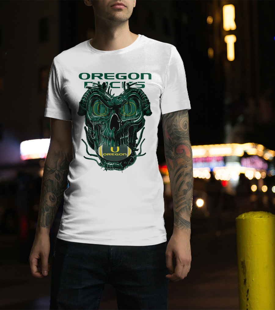 Oregon Ducks Dragonskull Football Fusion T-Shirt