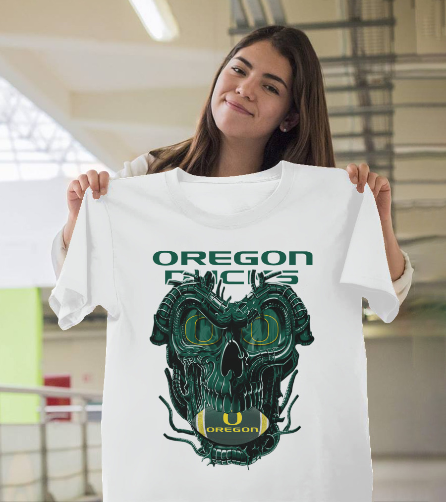 Oregon Ducks Dragonskull Football Fusion T-Shirt
