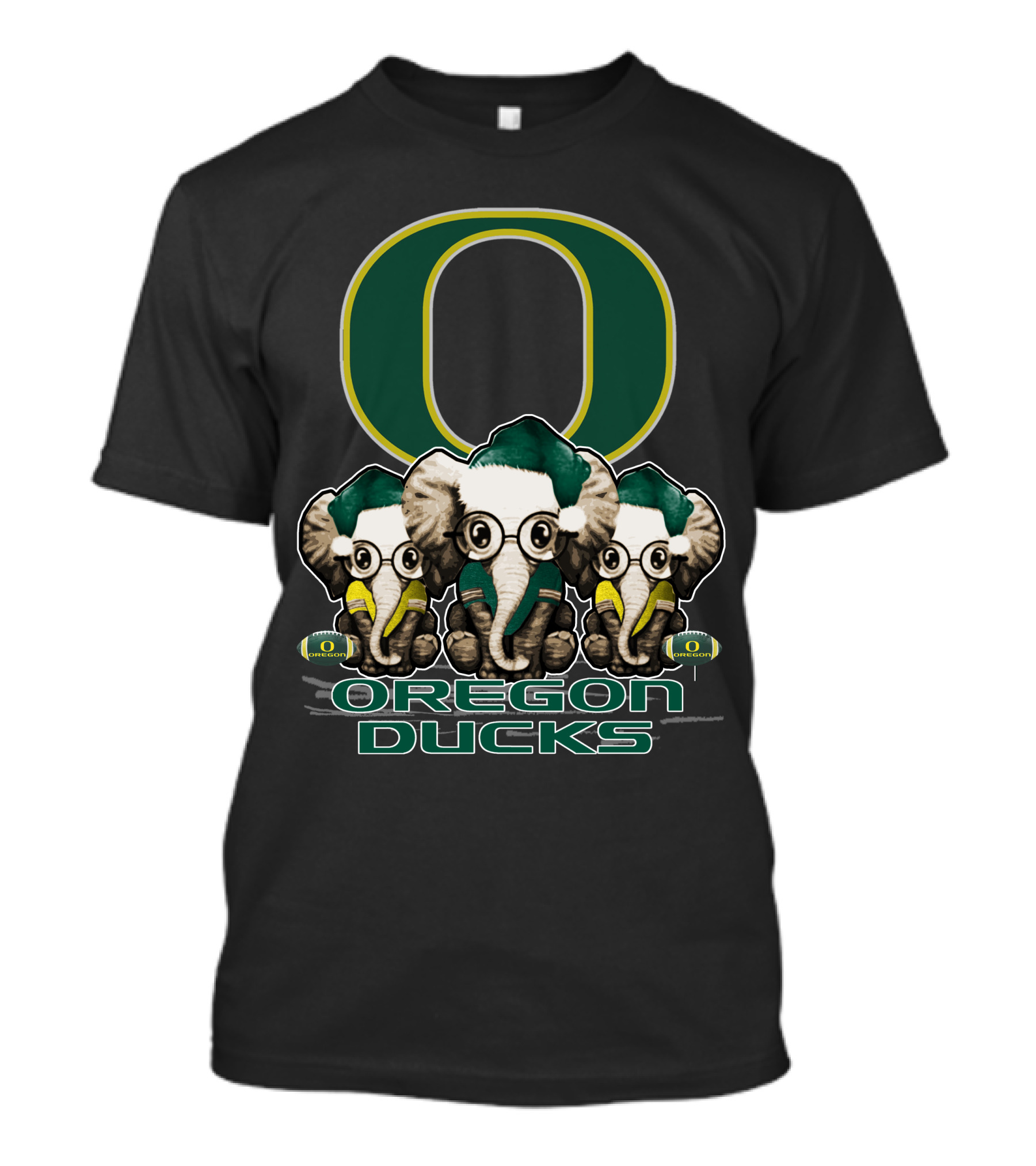 Oregon Ducks Elephant Trio Christmas T-Shirt