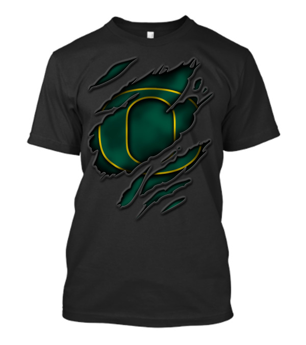 Torn Oregon Ducks Logo Ripped Claw Marks T-Shirt