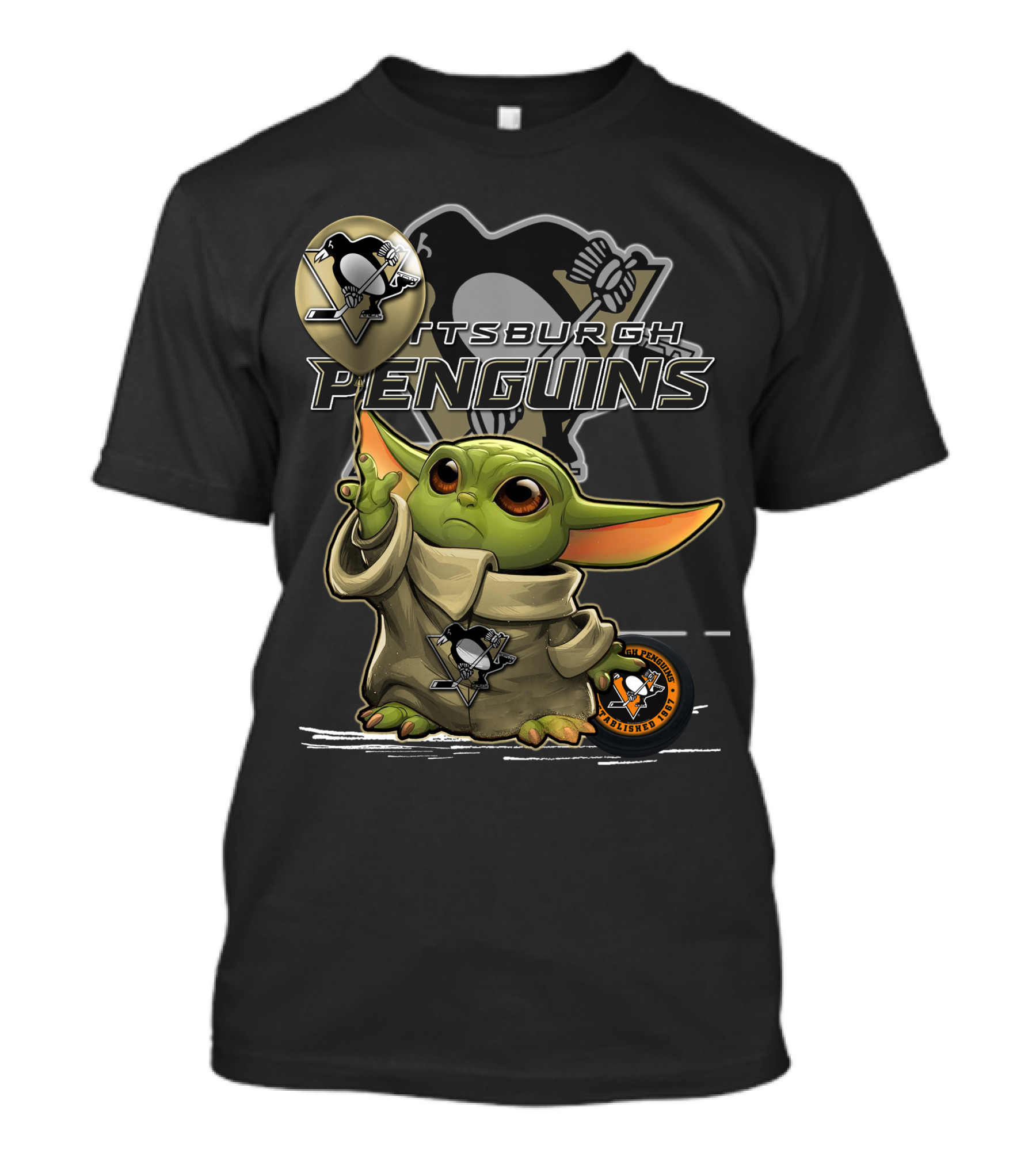 Yoda Pittsburgh Penguins Hockey Force Baby Alien T-Shirt