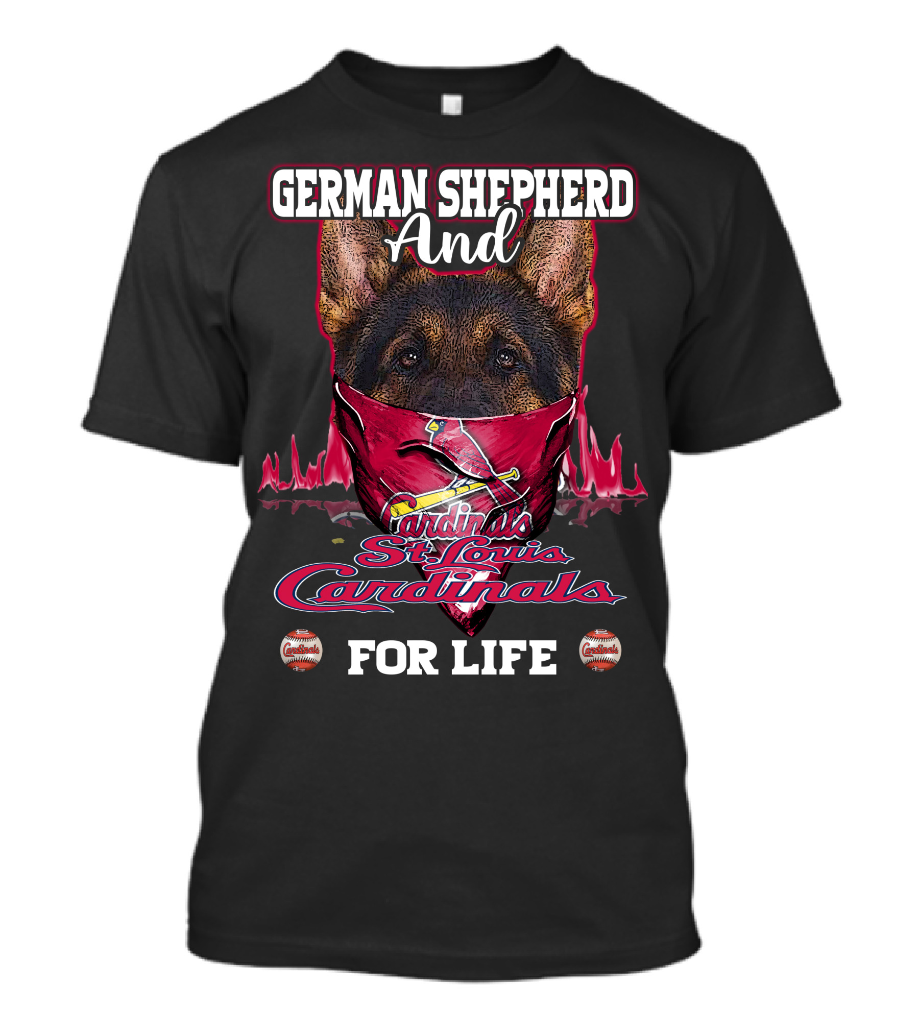 German Shepherd And St. Louis Cardinals For Life T-Shirt
