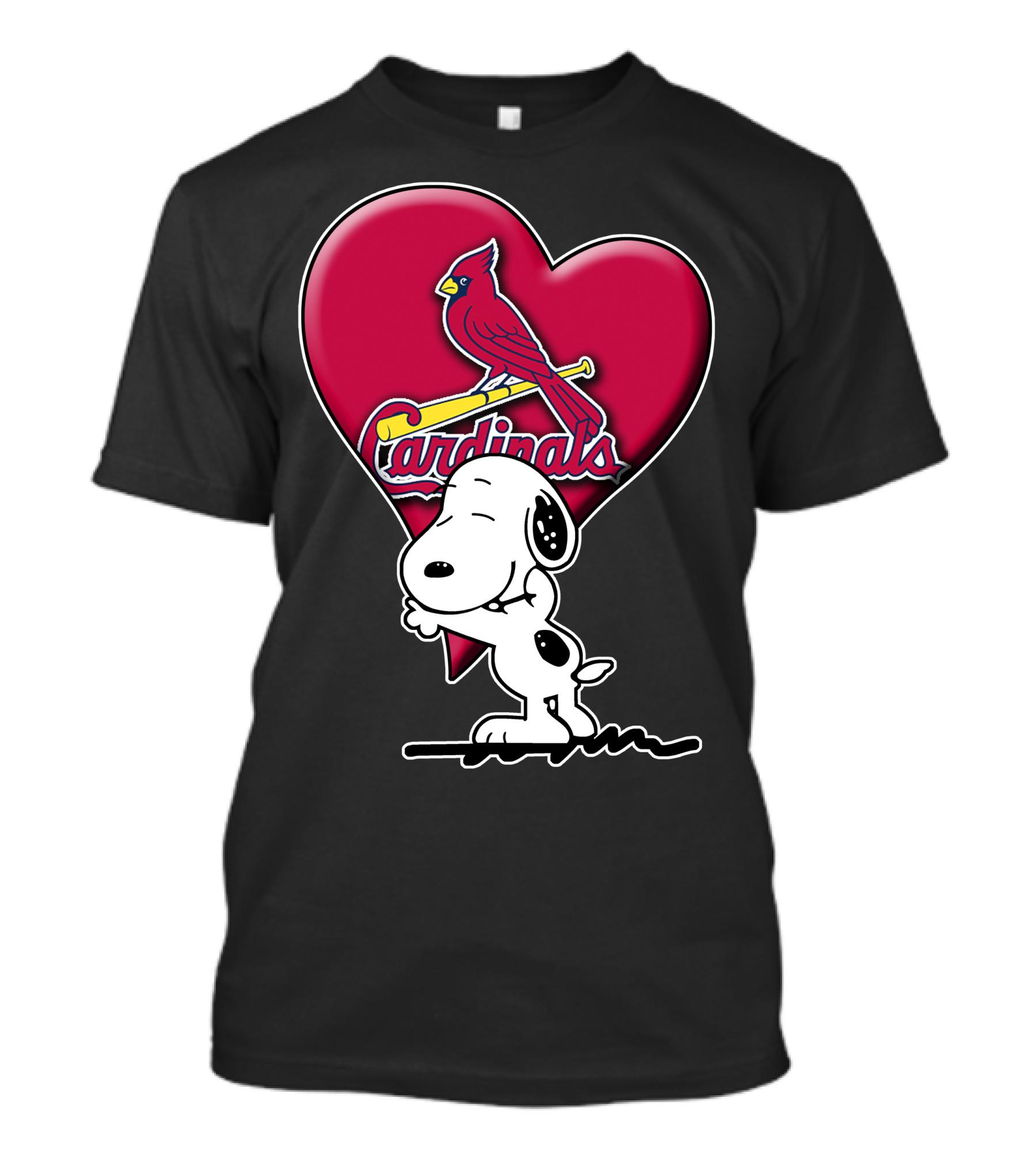 Snp V1 St. Louis Cardinals Heart With Snoopy Hugging T-Shirt