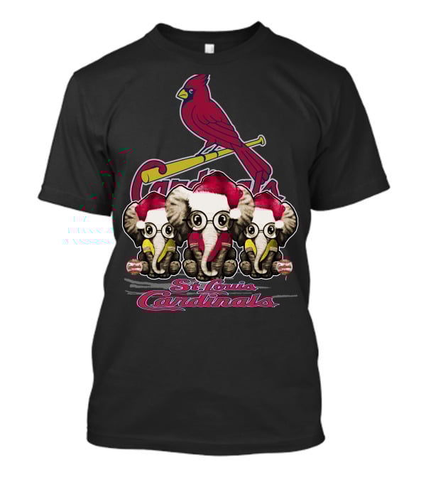 Elephants Santa Hats St. Louis Cardinals Christmas T-Shirt