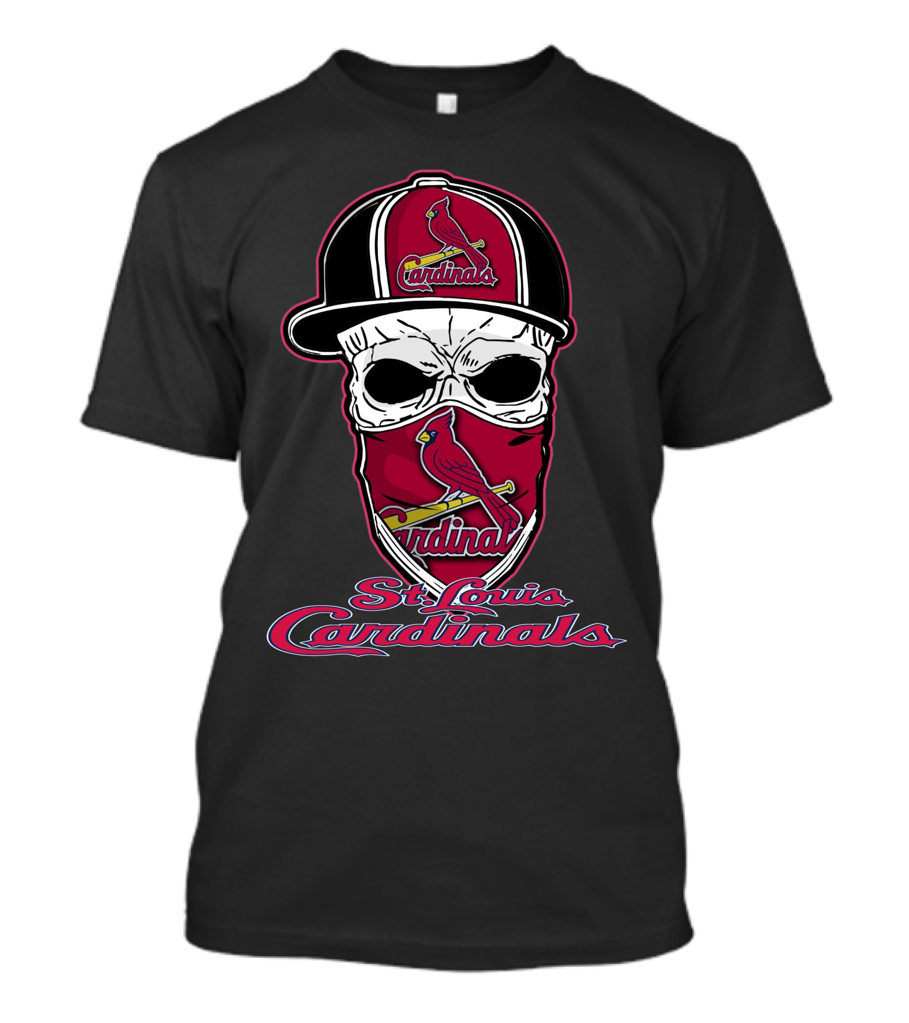 St. Louis Cardinals Skull Mask Hat Baseball T-Shirt