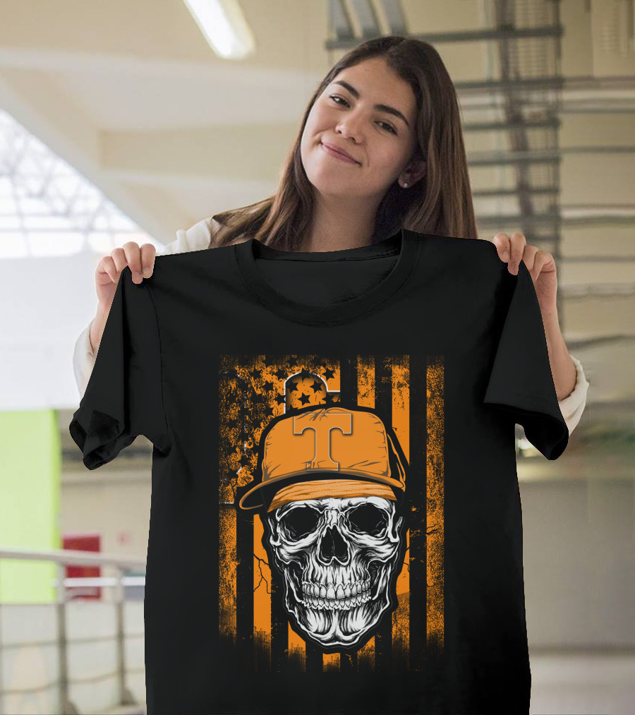 Tennessee Volunteers Skull Cap with Stripes and Stars T-Shirt