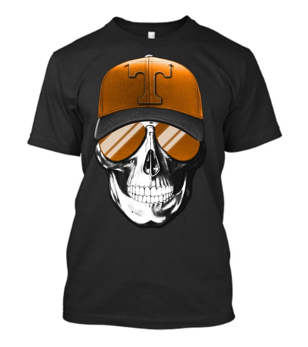 Tennessee Volunteers Skull With Orange Hat And Sunglasses T-Shirt