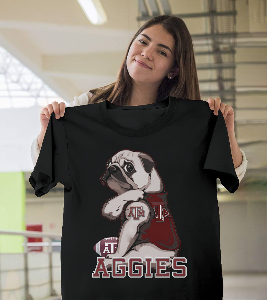 Pug Texas A&M Aggies Football Team Mascot T-Shirt