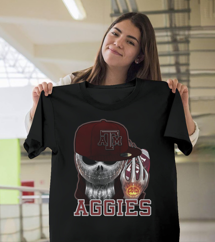 Jackskull Texas A&M Aggies Halloween Football T-Shirt