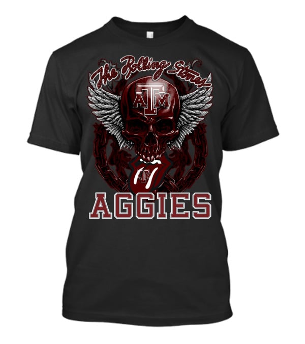 The Rolling Stones Texas A&M Aggies Skull With Wings And Tongue T-Shirt