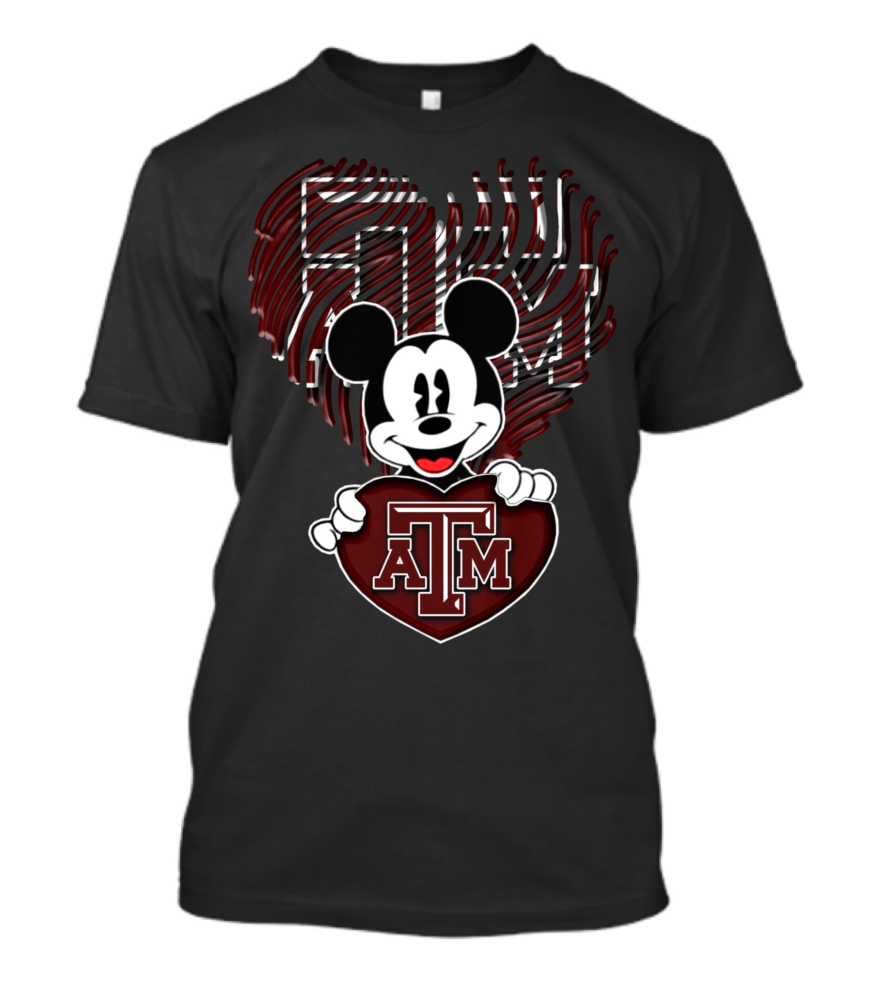 Mickey Texas A&M Aggies Heart Logo Fan T-Shirt