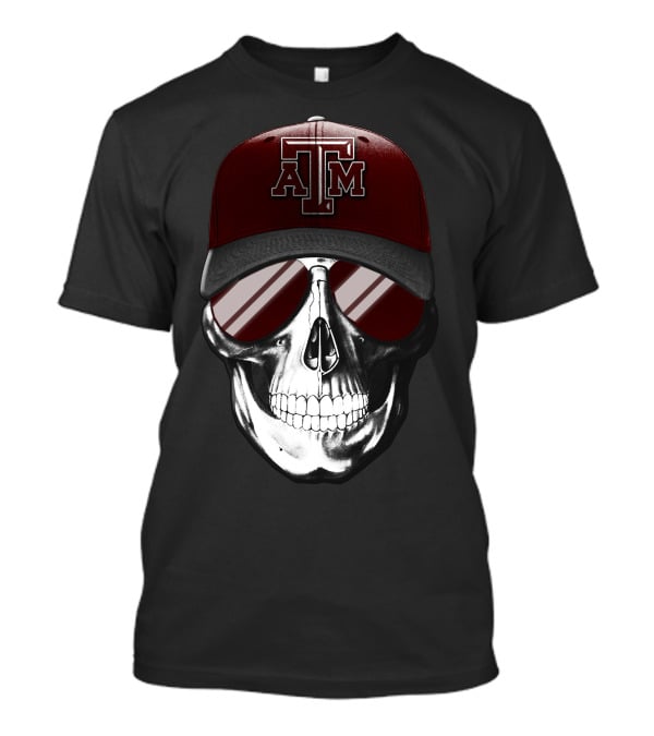 Texas A&M Aggies Skull With Hat And Sunglasses T-Shirt