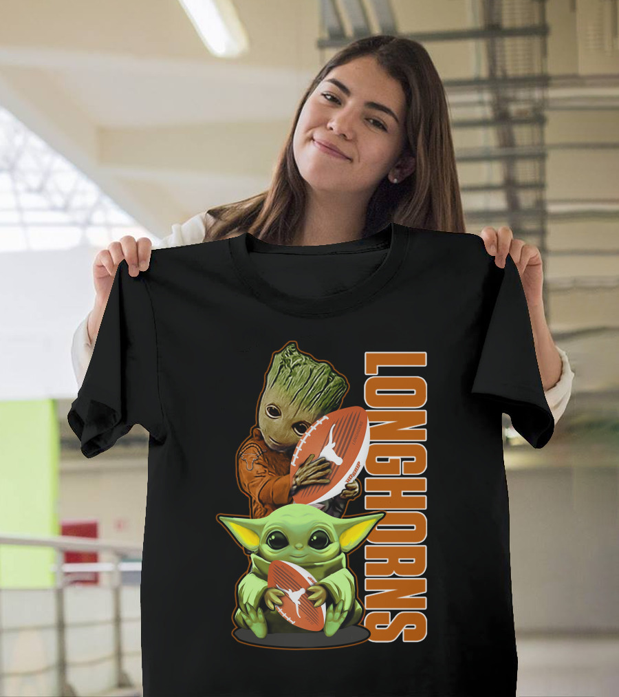Grzd Texas Longhorns Football Grogu Groot T-Shirt