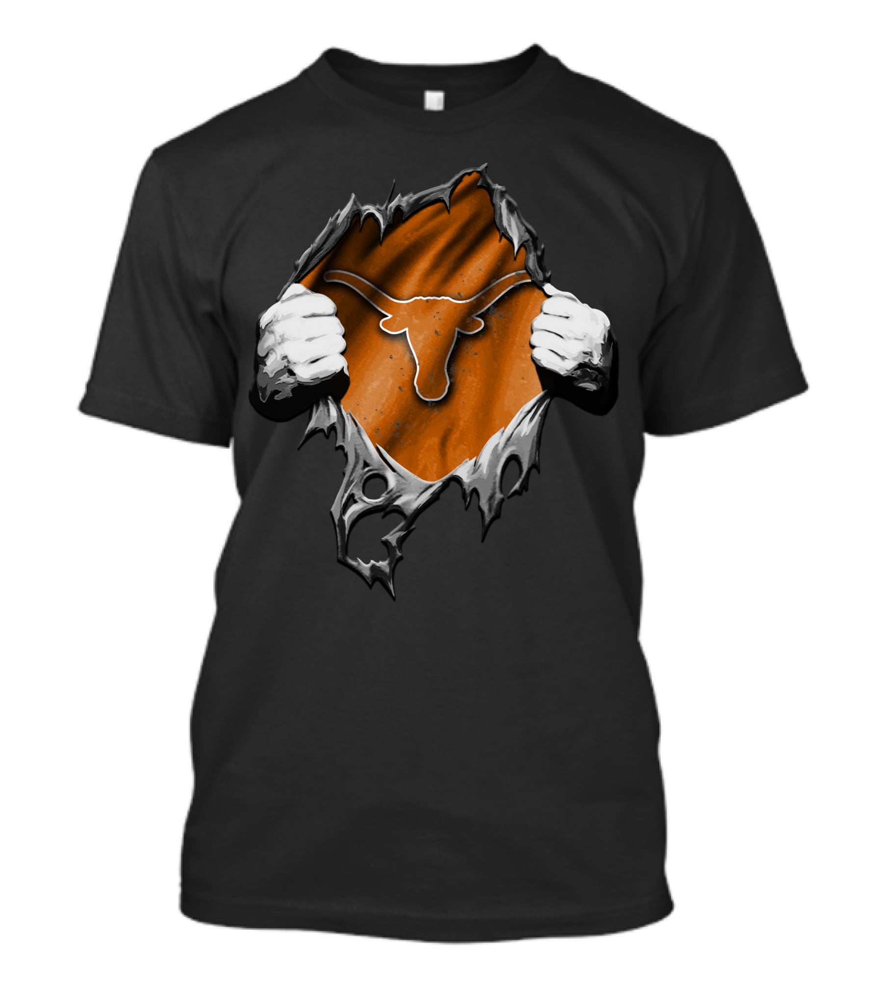 Torn Texas Longhorns Iconic Logo Peeling T-Shirt
