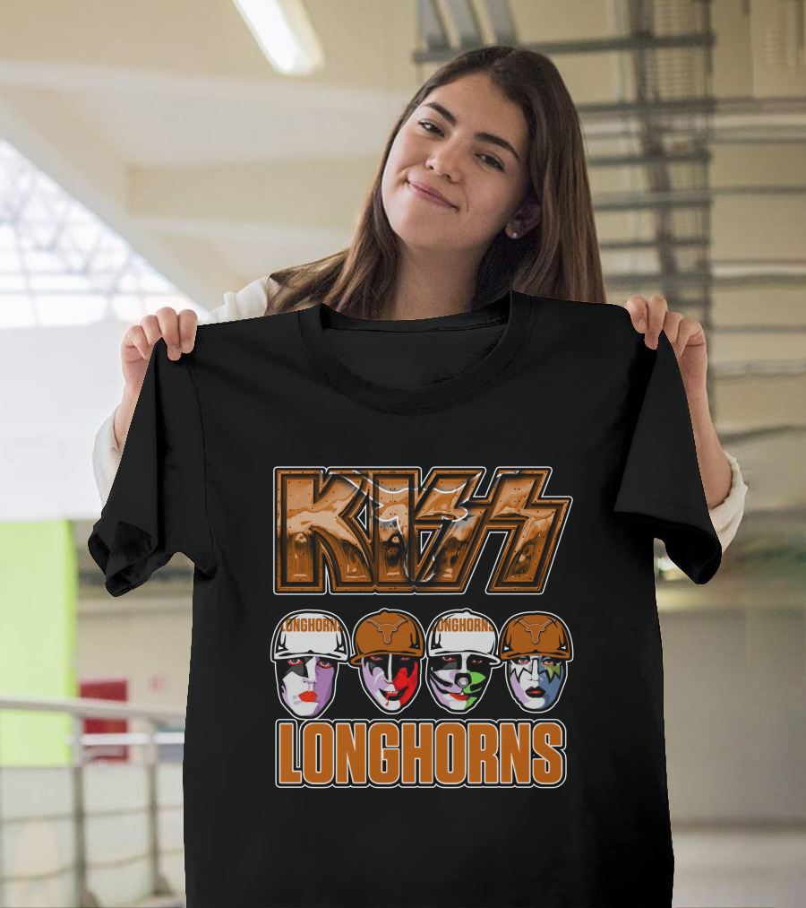 KISS Longhorns Texas Band-Themed NCAA Collaboration T-Shirt