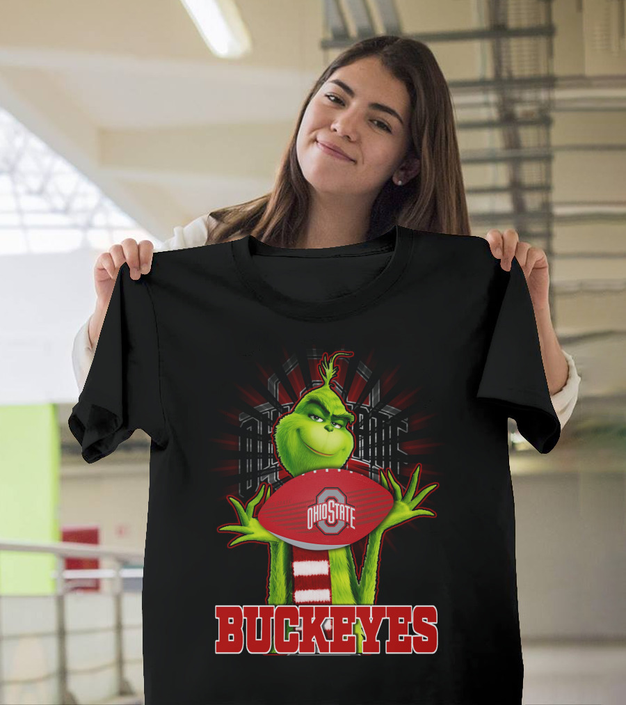 Grinch Holding Ohio State Buckeyes Football T-Shirt