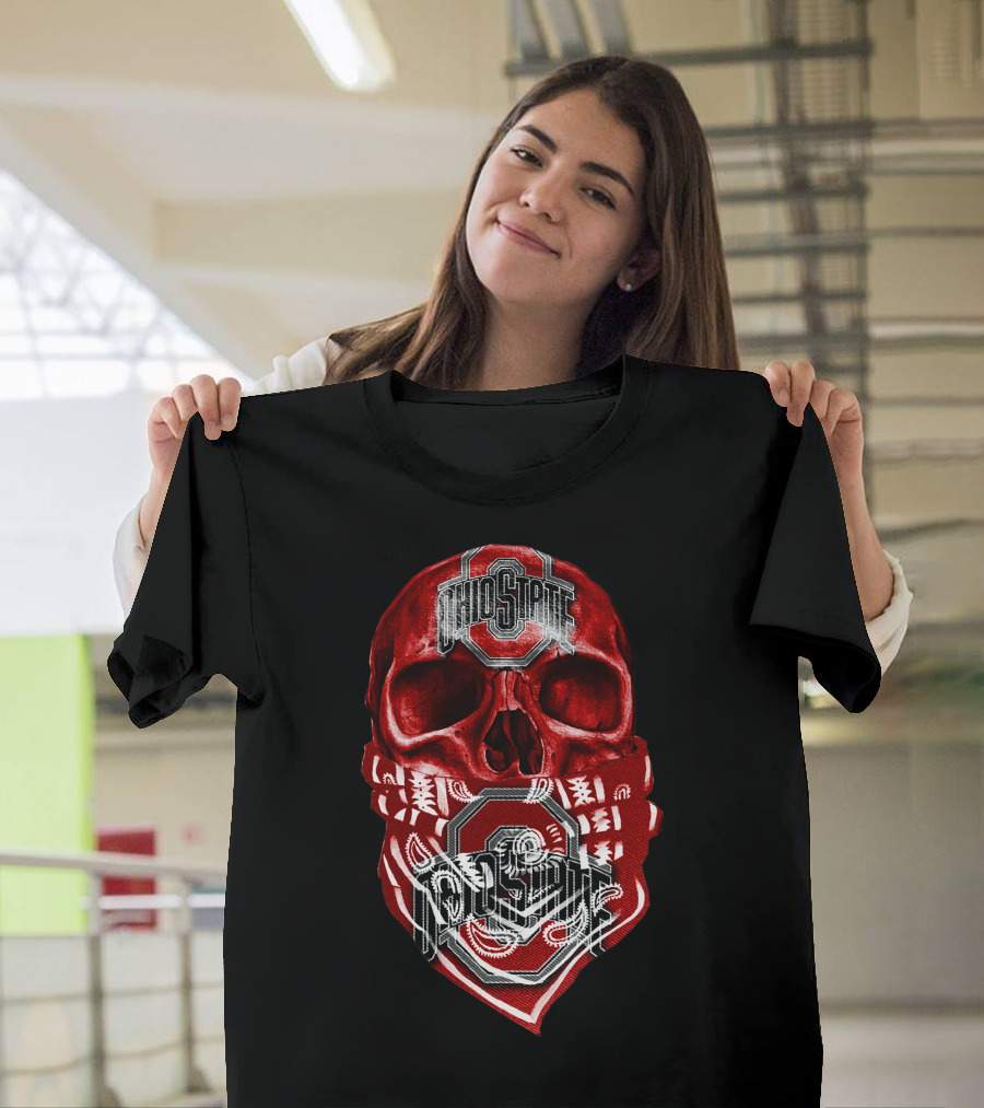 Ohio State Buckeyes Skull with Bandana T-Shirt