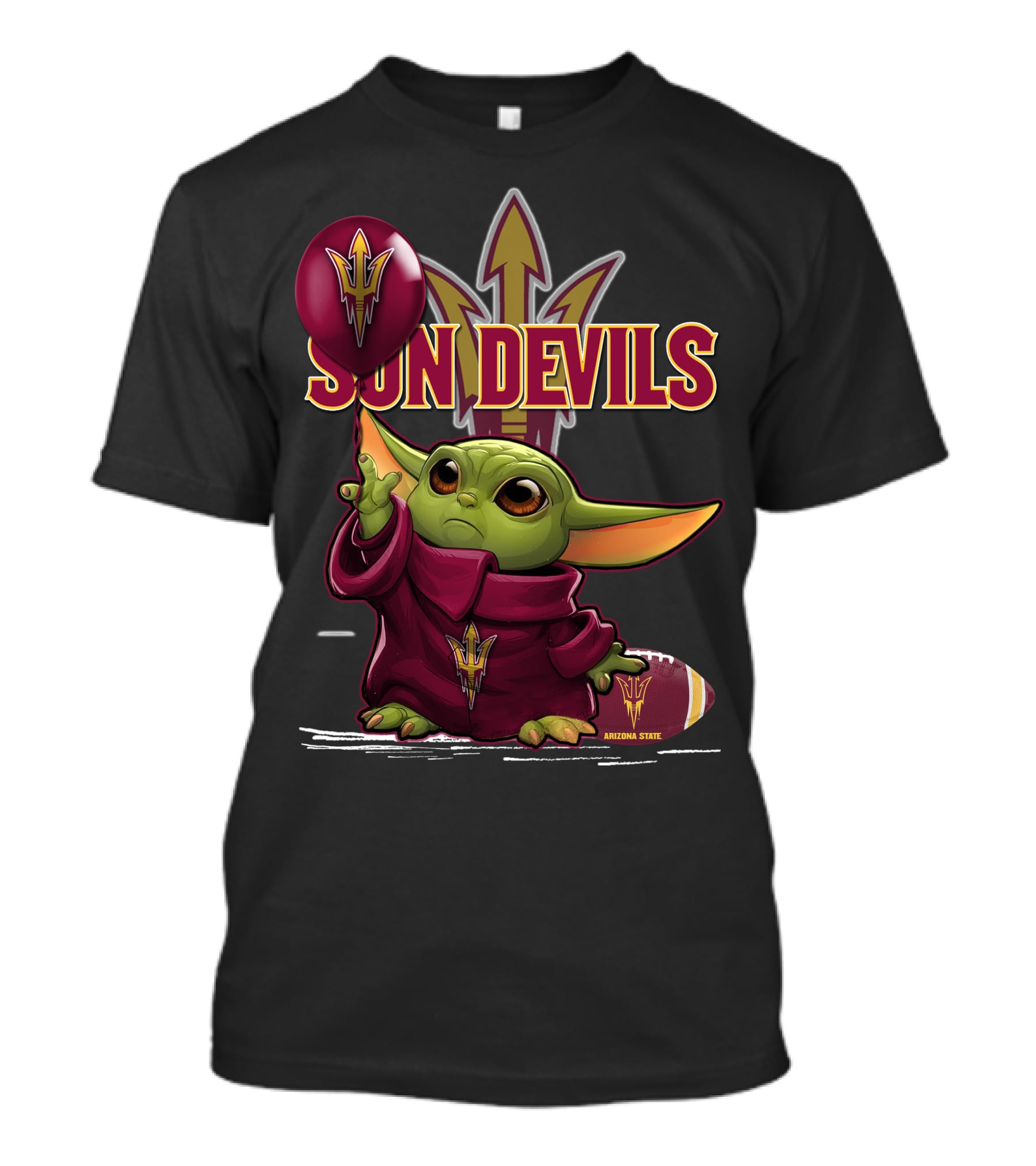 Yoda Arizona State Sun Devils Balloon And Football T-Shirt