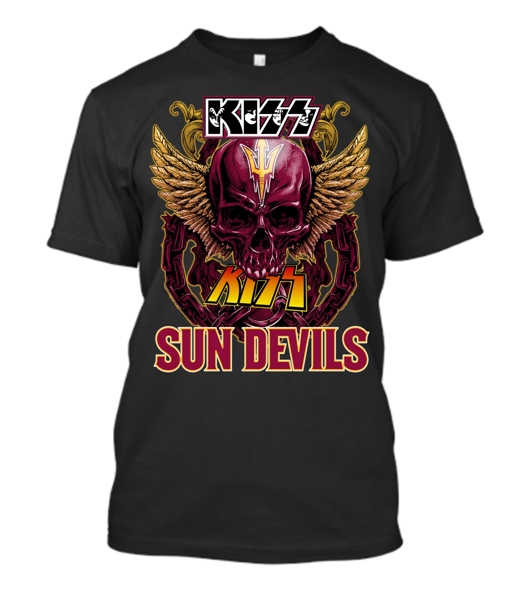 KISS Sun Devils Skull With Wings And Chain T-Shirt