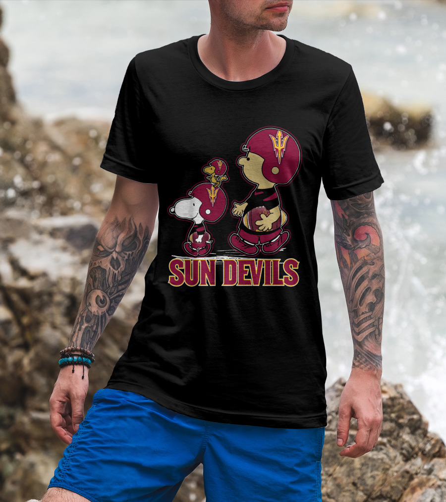 Snpfootball Sun Devils Arizona Peanuts Crossover Football Theme T-Shirt