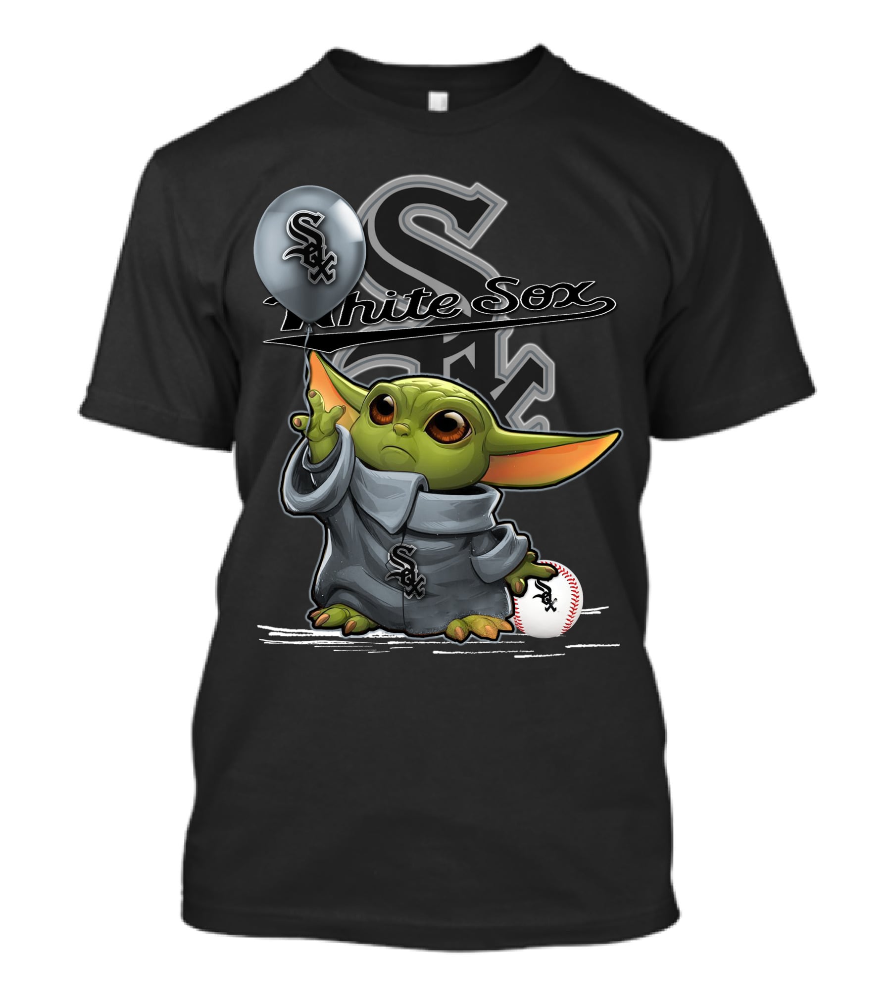 Yoda Chicago White Sox Balloon Baseball T-Shirt