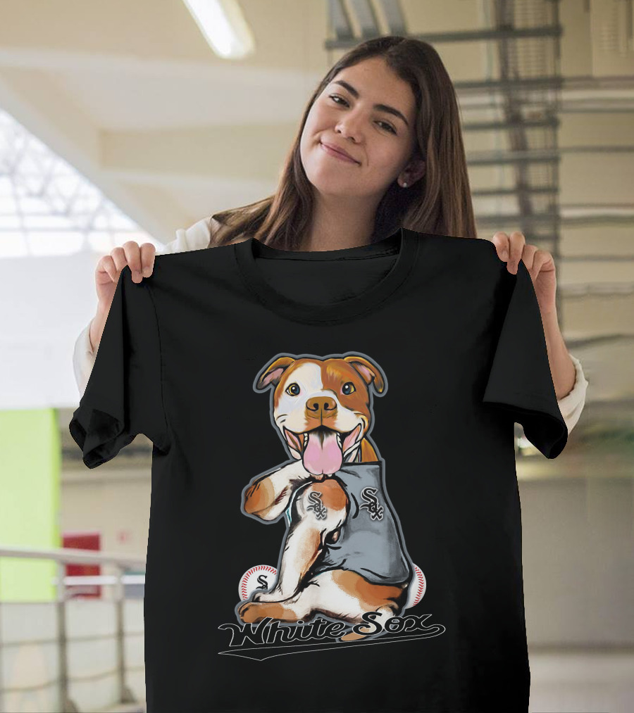 Pittbull White Sox Baseball Dog T-Shirt