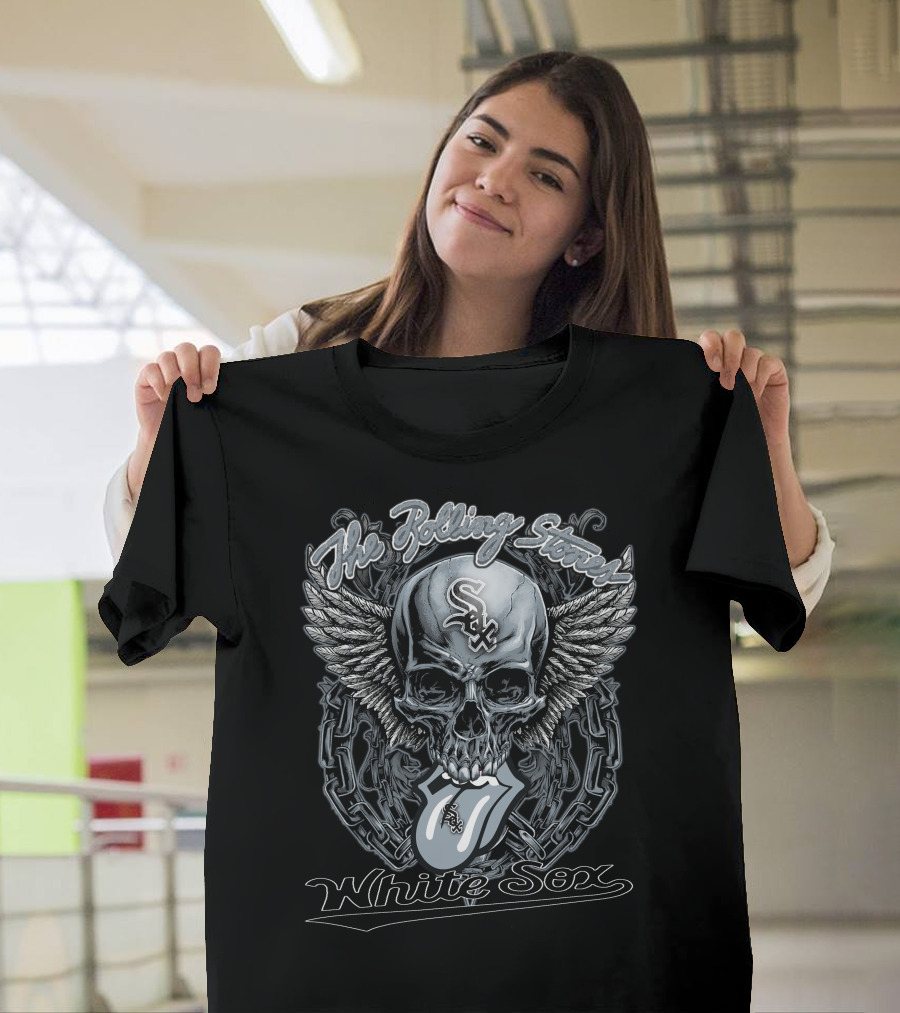The Rolling Stones White Sox Skull With Wings And Tongue T-Shirt