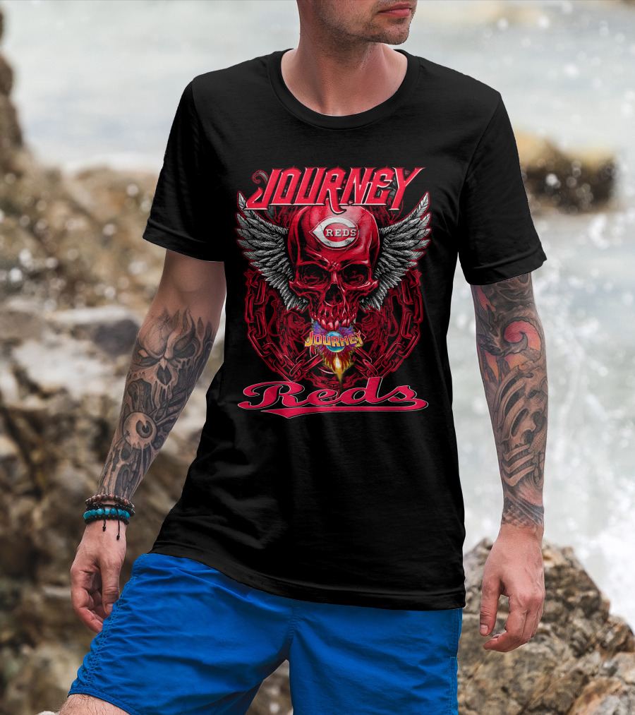 Journey Reds Skull With Wings And Chains T-Shirt