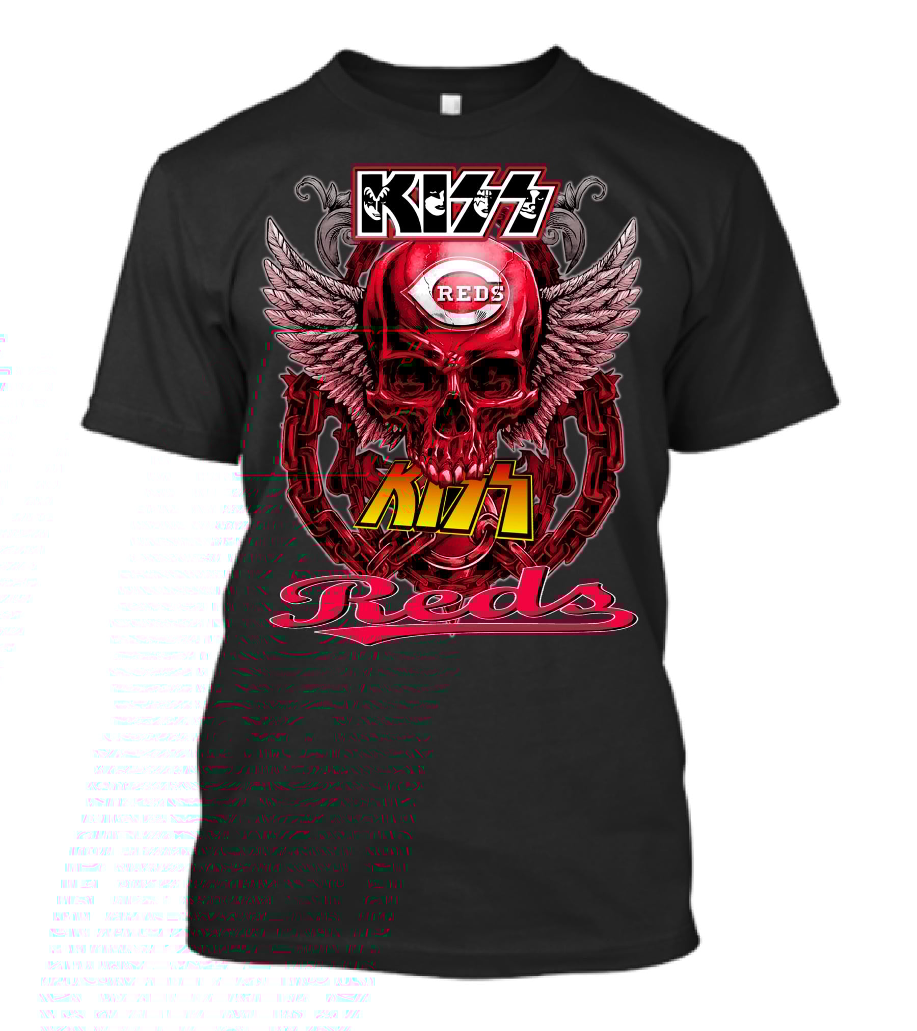 KISS Reds Cincinnati Skull Wings Chains T-Shirt
