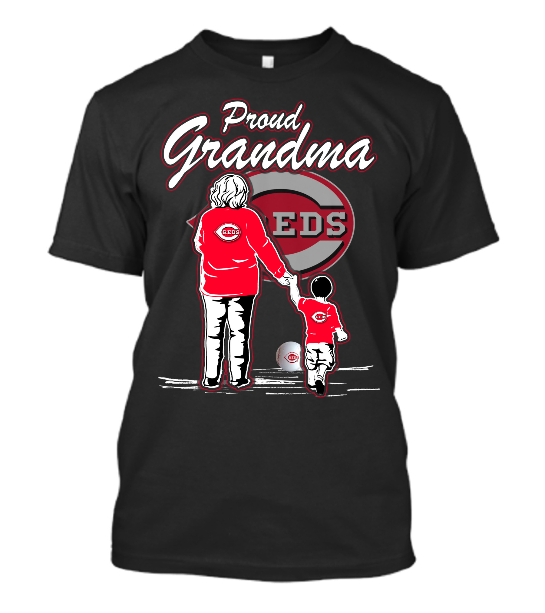 Proud Grandma Cincinnati Reds Family Baseball Fans T-Shirt