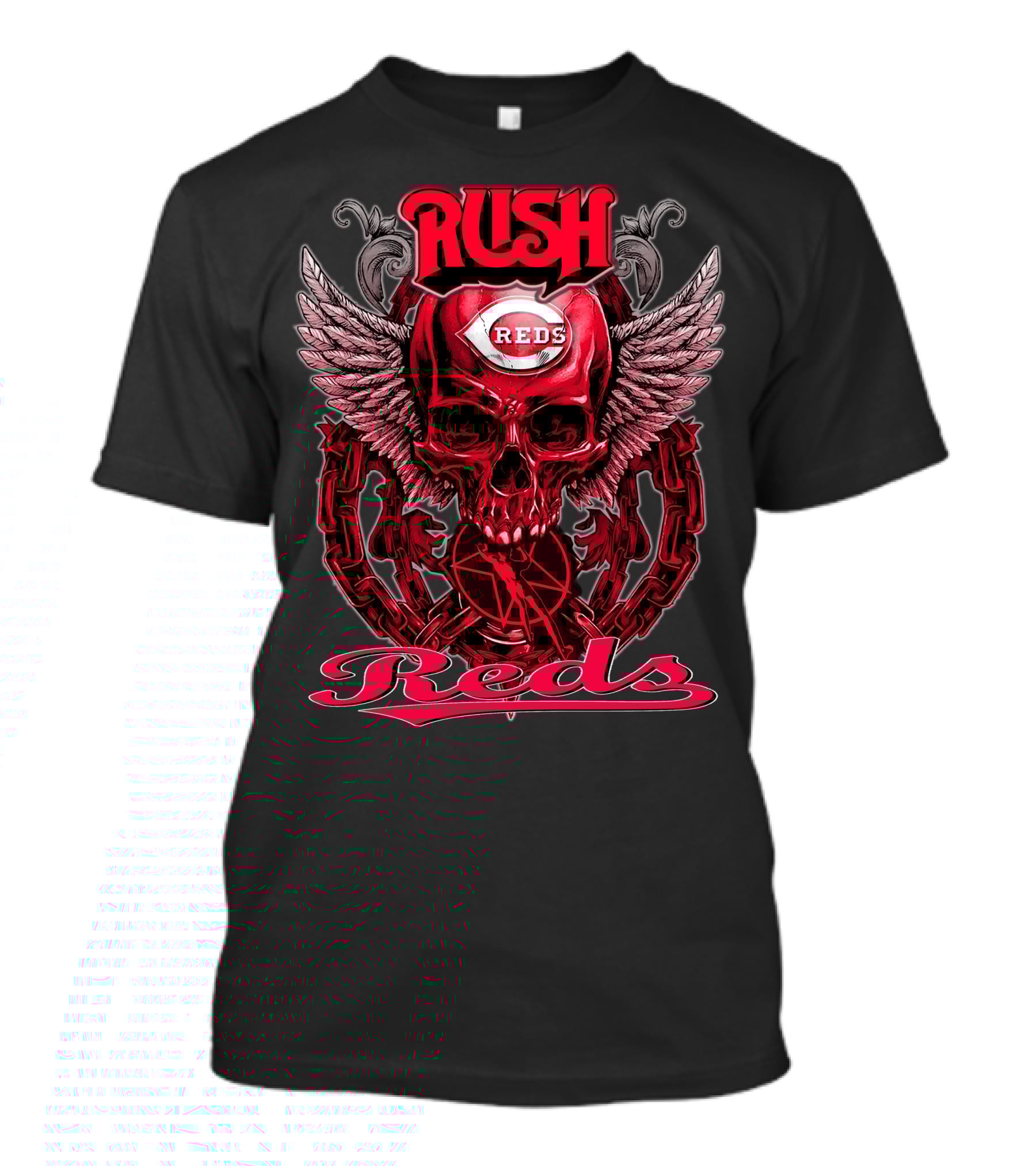 Rush Reds Skull Wings Cincinnati Reds T-Shirt