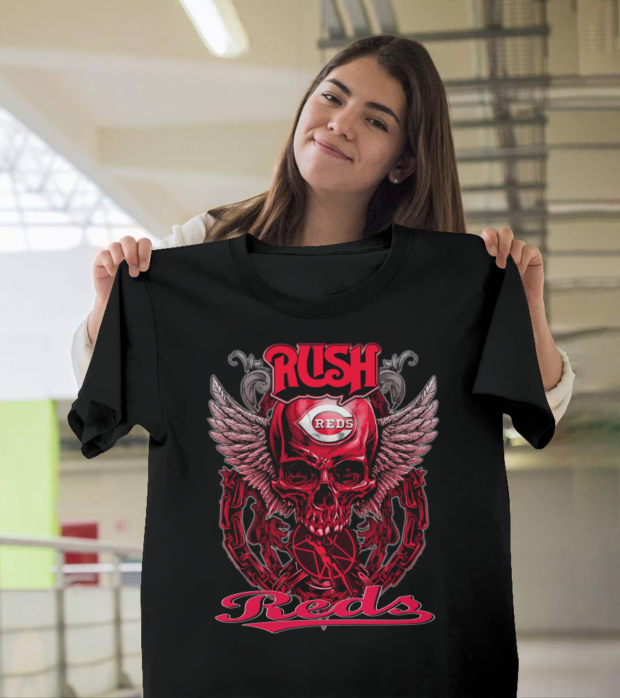 Rush Reds Skull Wings Cincinnati Reds T-Shirt