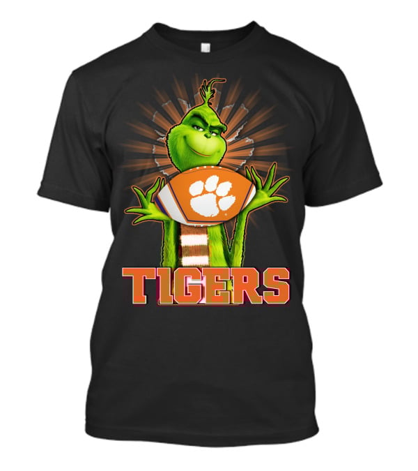 Grinch Holding Clemson Tigers Football T-Shirt