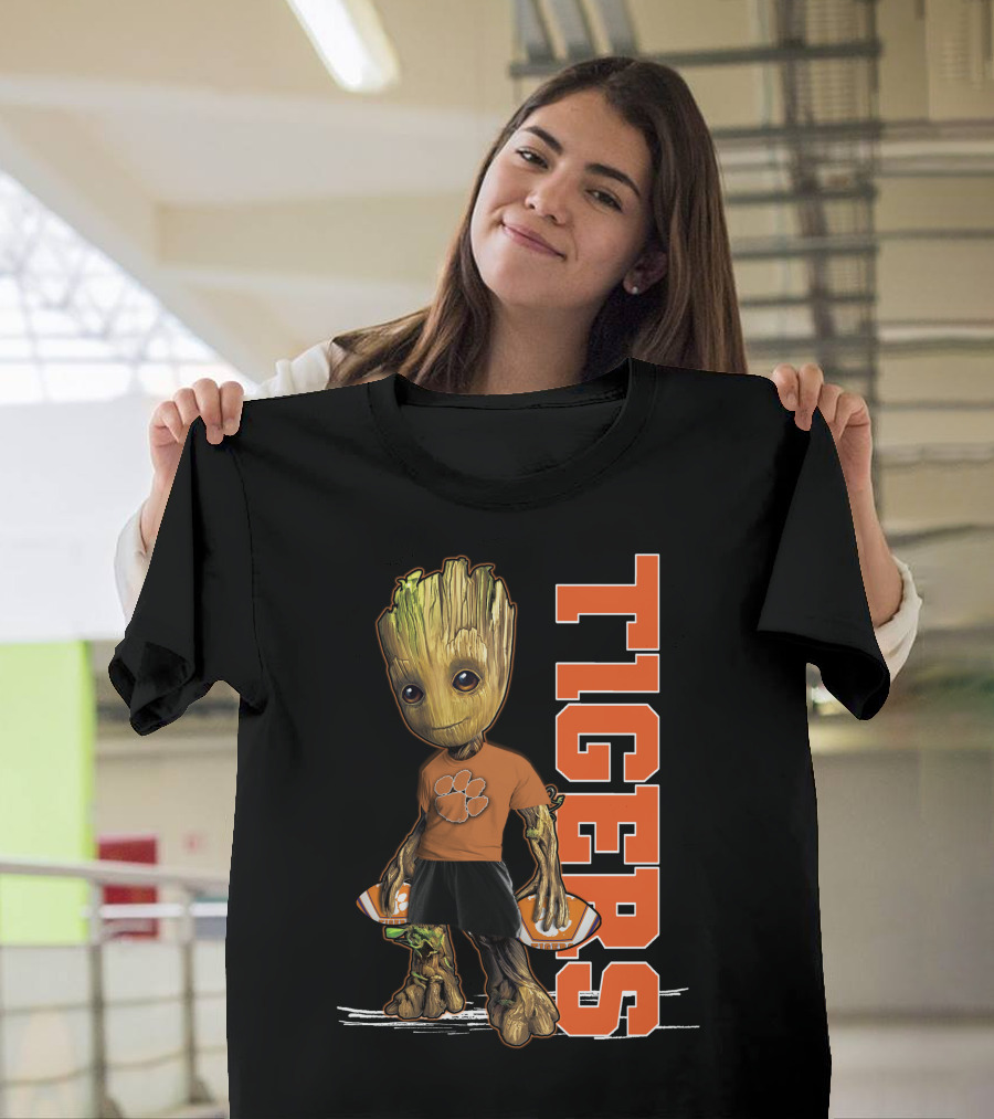 Groot Clemson Tigers Football Fan Marvel Groot And Clemson University Sports Fan Gear T-Shirt