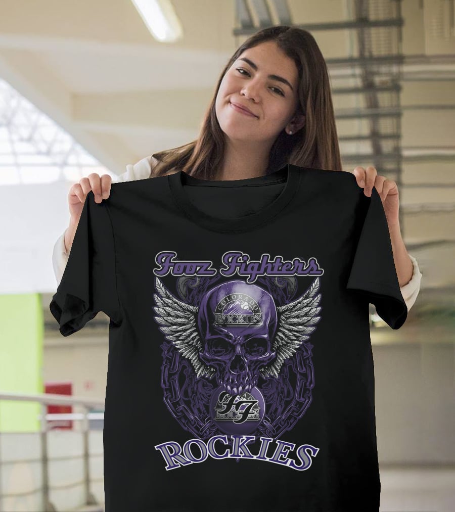 Fooz Fighters Colorado Rockies Skull Wing Chain T-Shirt