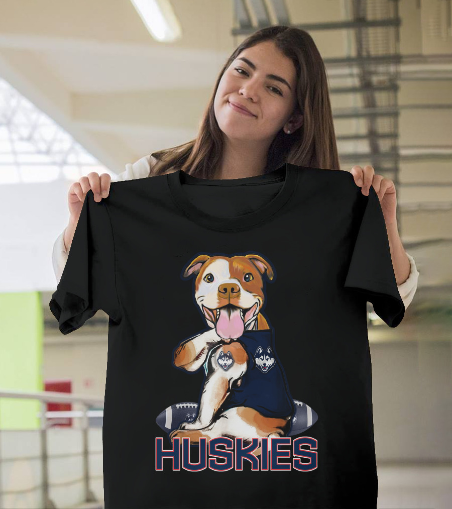 Pittbull Connecticut Huskies Football Mascot T-Shirt