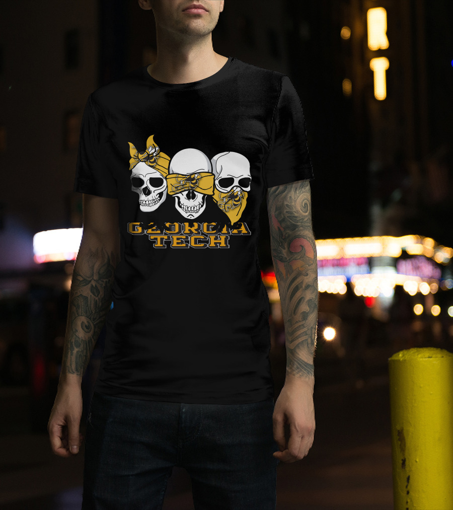 3 Skull Yellow Jackets Georgia Tech T-Shirt