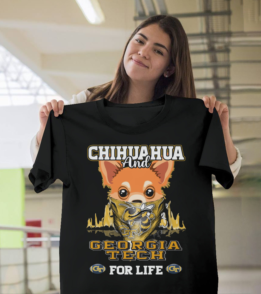 Chihuahua and Georgia Tech for Life Yellow Jackets T-Shirt