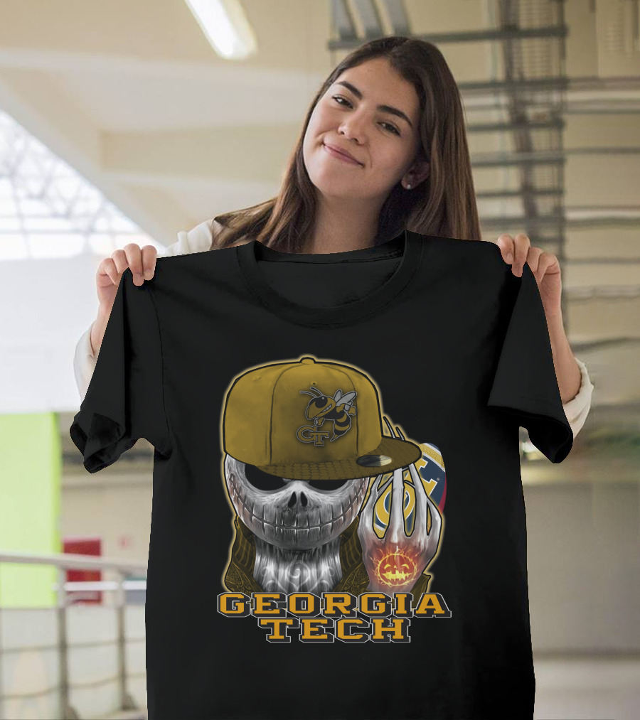 Jackskull Georgia Tech Yellow Jackets Skeleton Skull Halloween T-Shirt