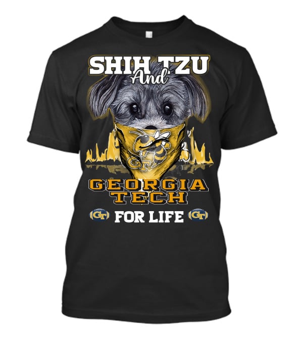 Shih Tzu And Georgia Tech For Life GT Yellow Jackets T-Shirt