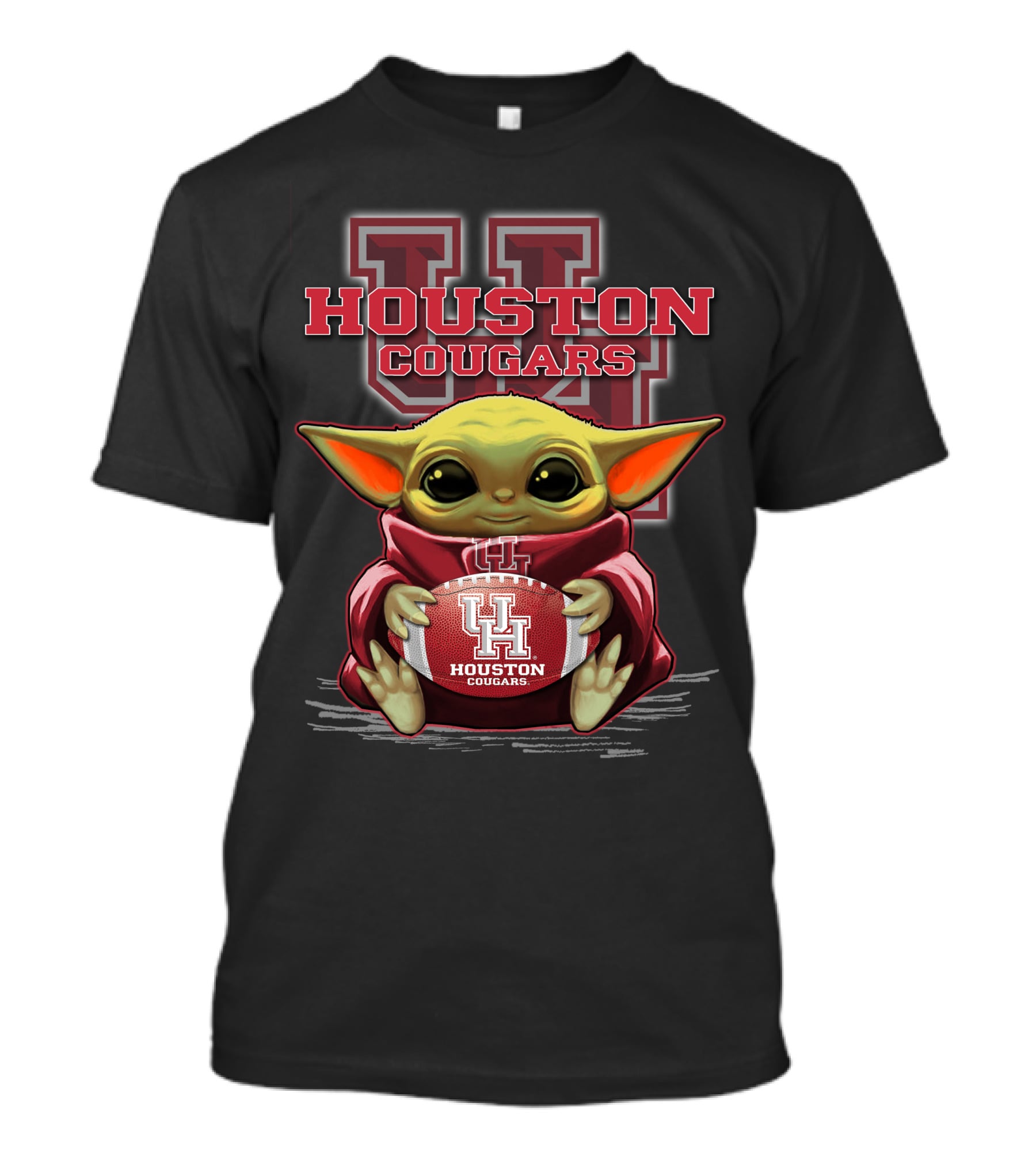 Houston Cougars Baby Yoda Football Fan T-Shirt