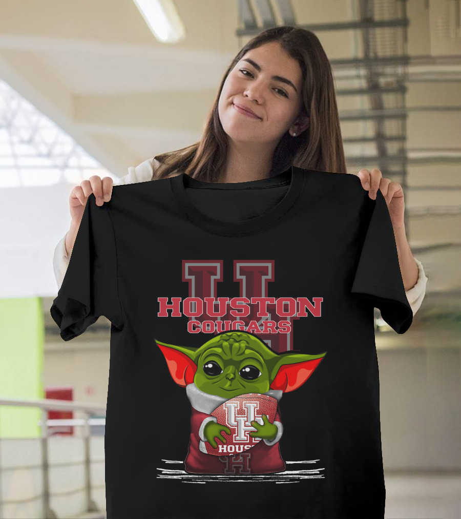 Houston Cougars Yoda Holding Football T-Shirt