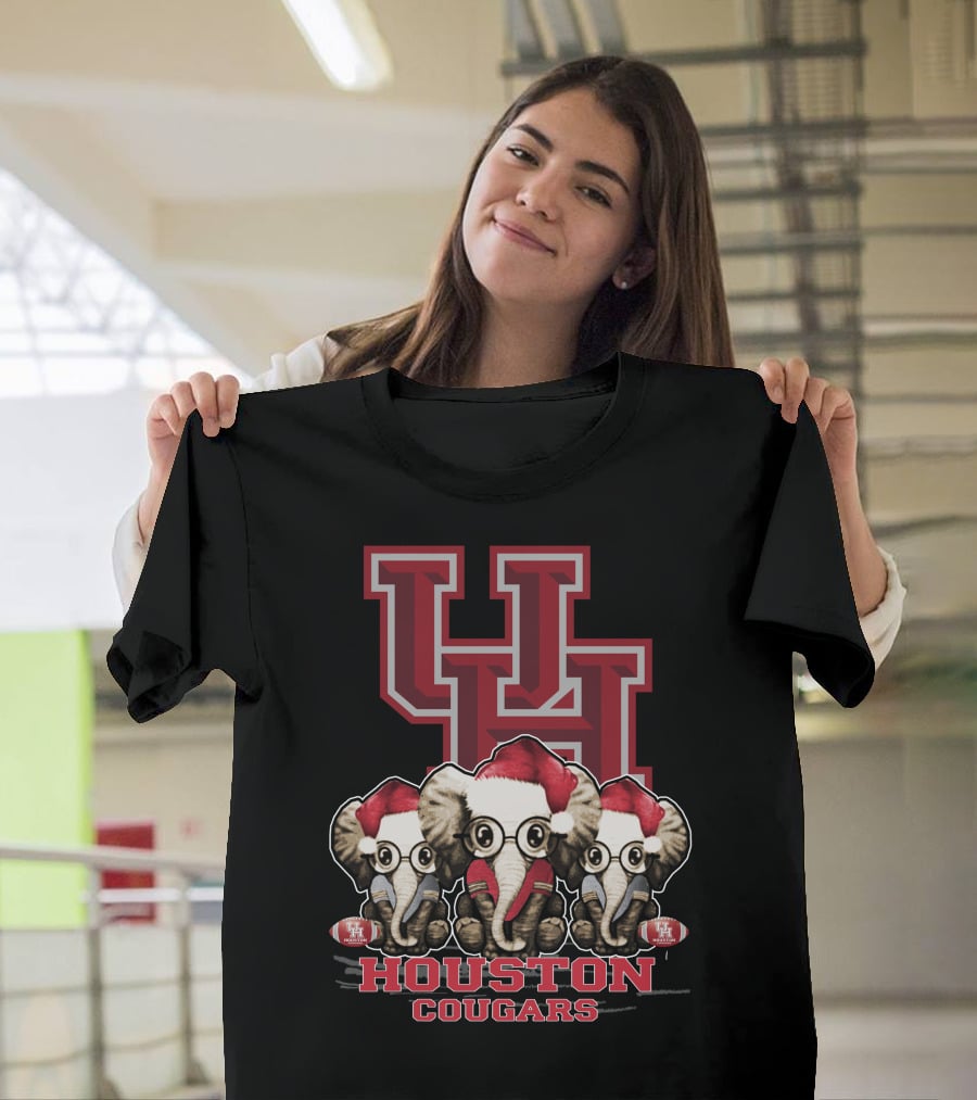 Houston Cougars Christmas Elephants T-Shirt