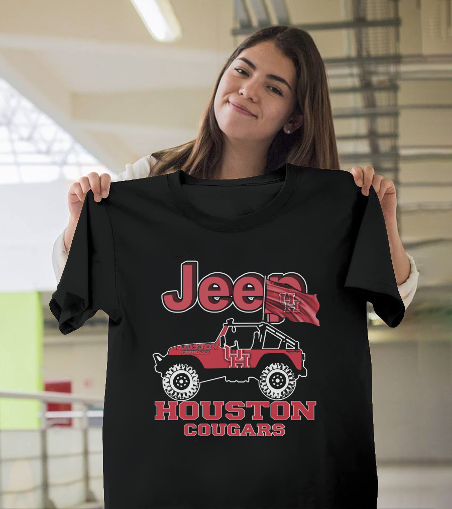 Jeep Houston Cougars UH Flag Logo Jeep Wrangler T-Shirt