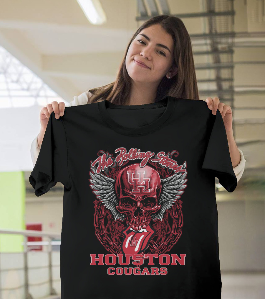 The Rolling Stones Houston Cougars Skull With Wings And Tongue T-Shirt