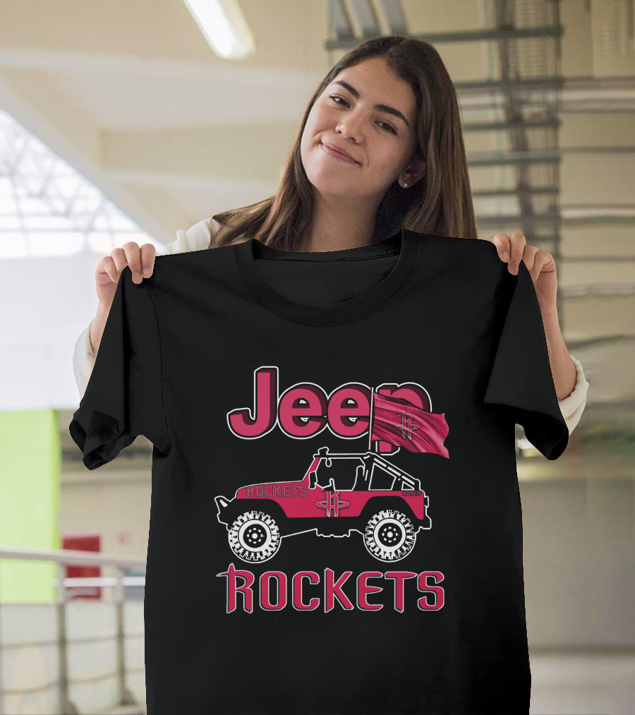 Jeep Houston Rockets Flag And Off-Road Vehicle T-Shirt