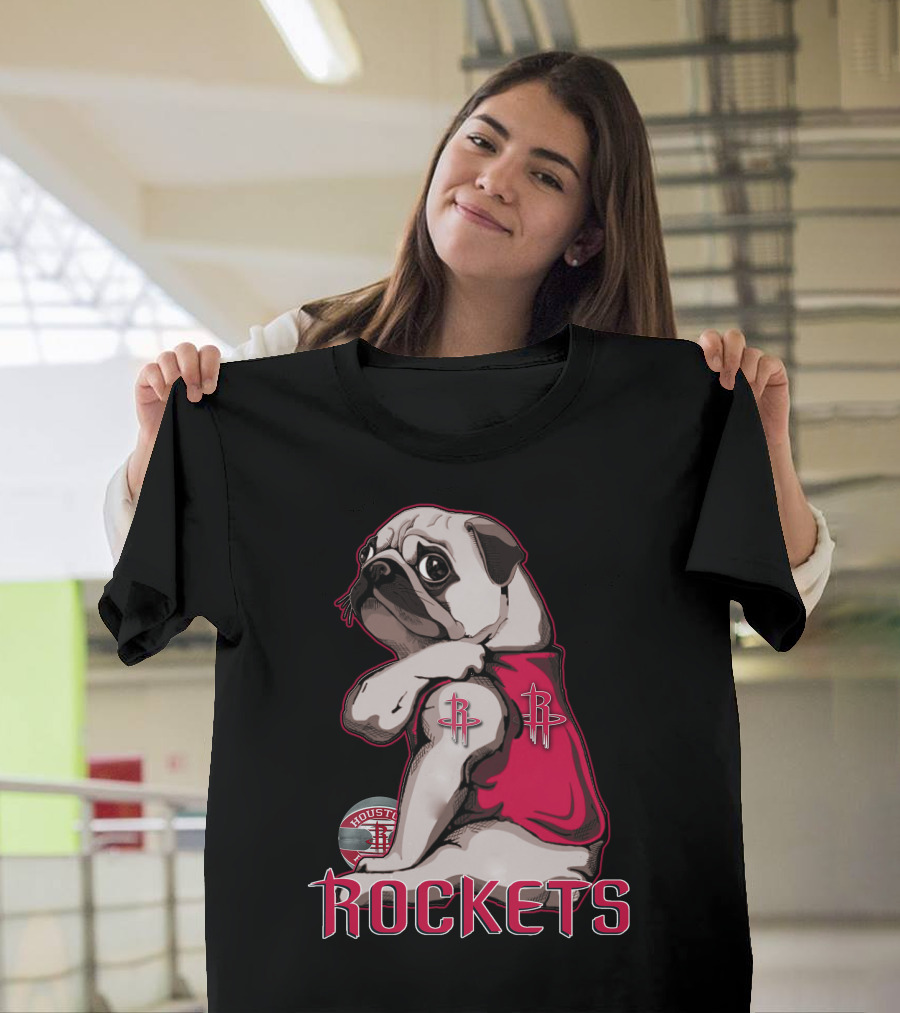 Houston Rockets Pug Wearing Logo Jersey T-Shirt