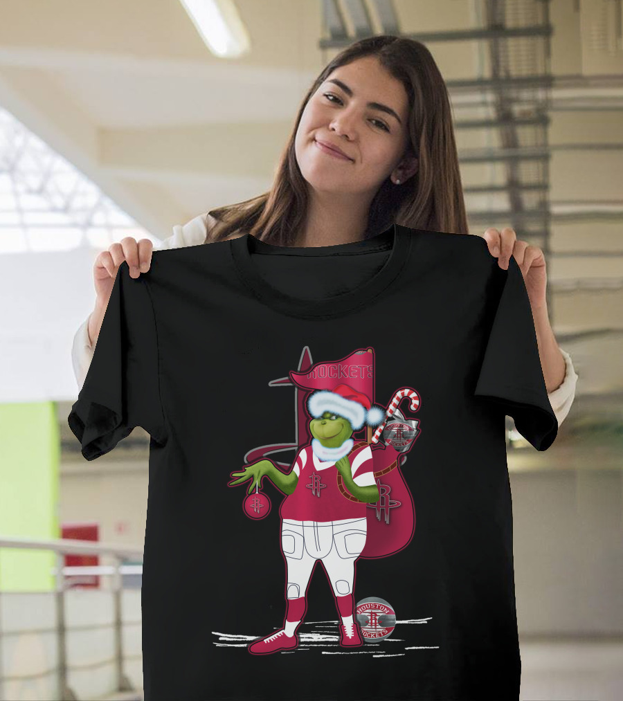 Grinchxmas Houston Rockets Holiday Santa Basketball T-Shirt