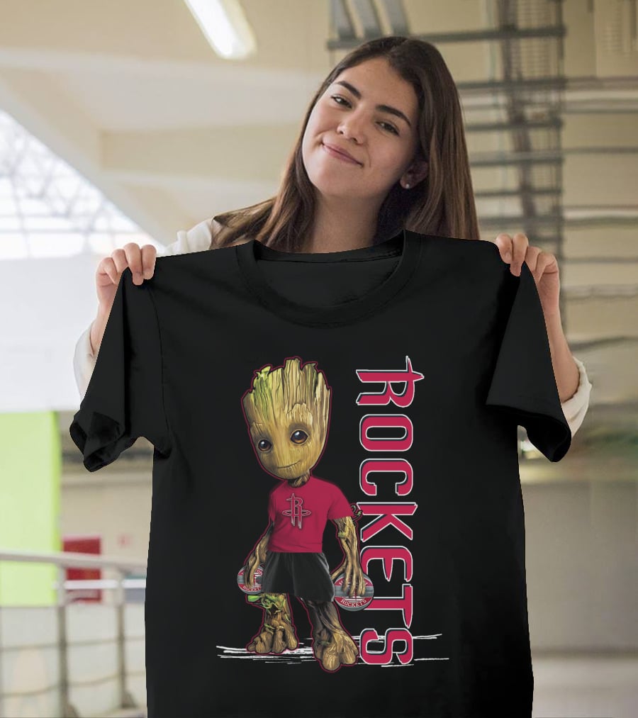 Groot Houston Rockets Basketball Character In Team Jersey T-Shirt