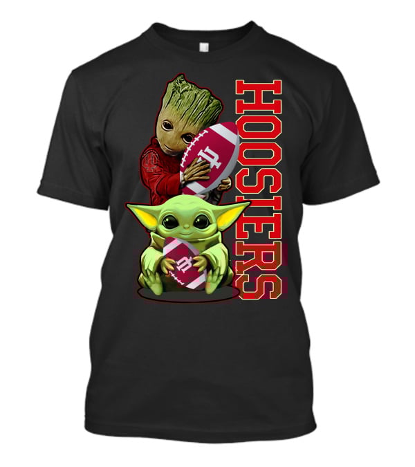 Grzd Indiana Hoosiers Baby Groot And Baby Yoda Football T-Shirt